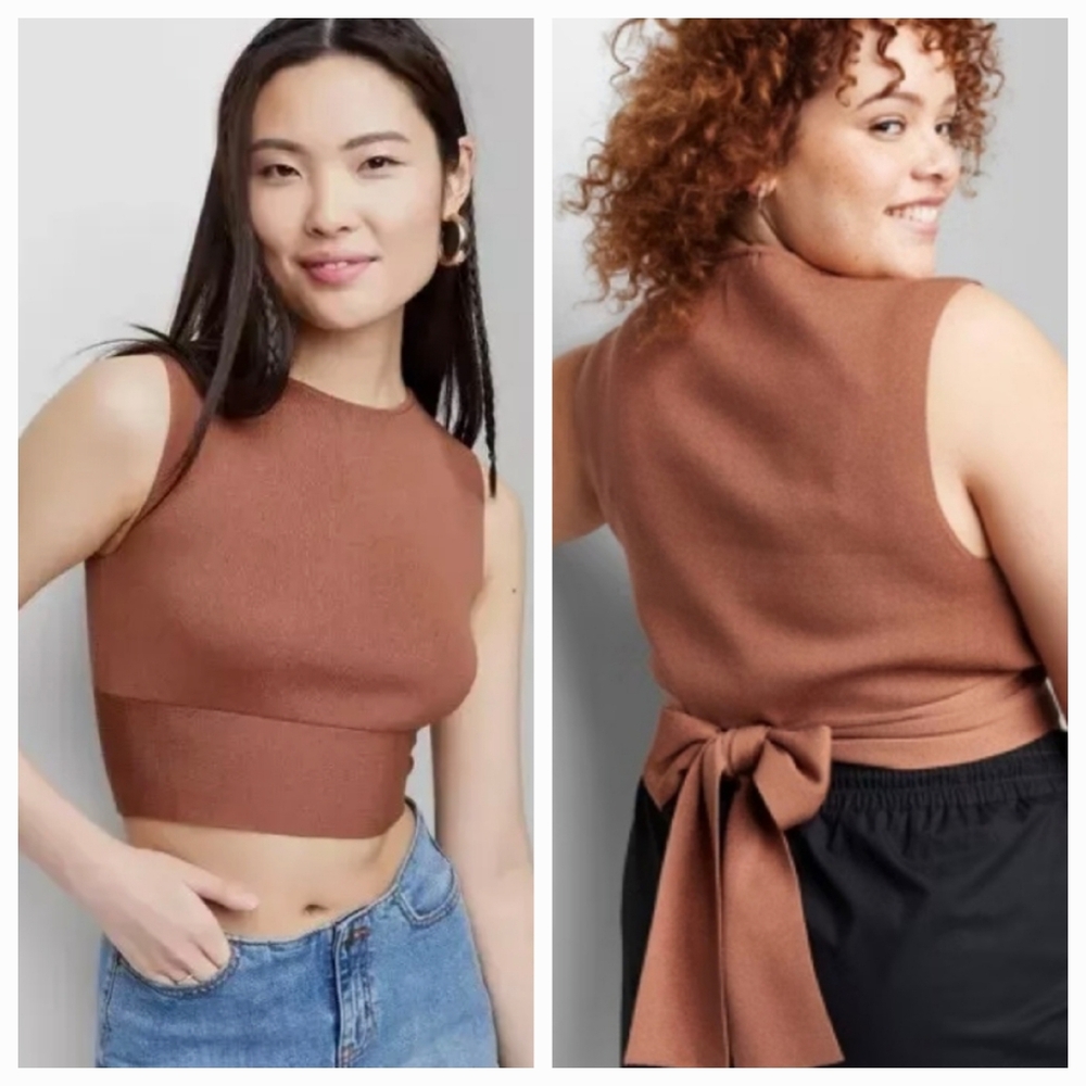 Wild Fable cropped tie back tank top